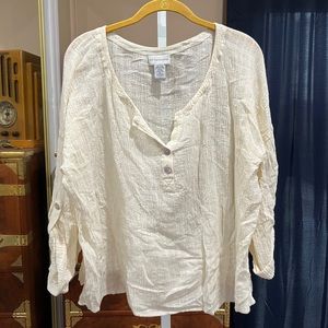 Soft Surroundings cream textured blouse size M